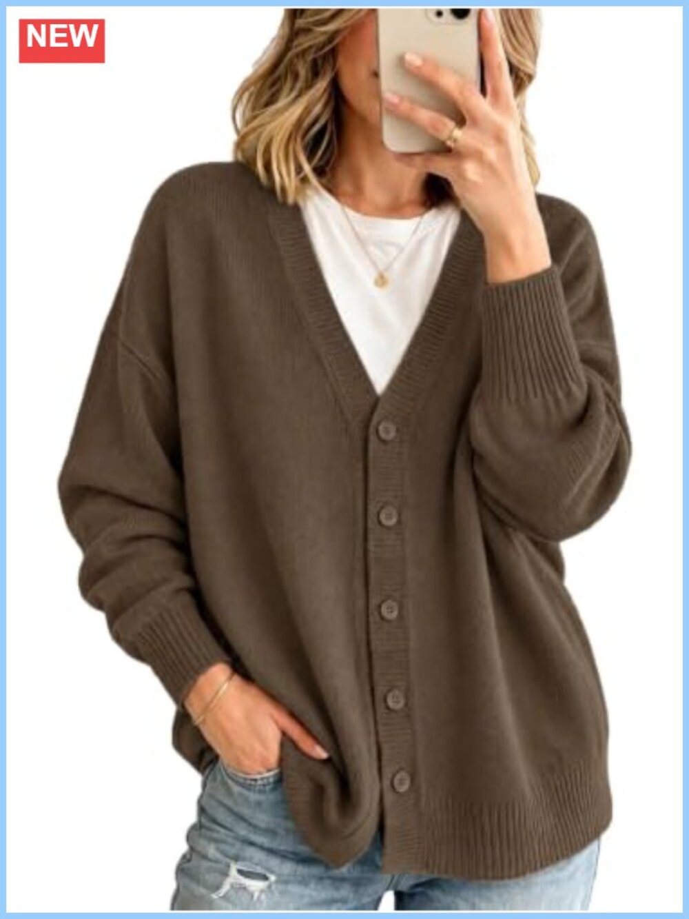 Oversized Open Front Cardigan Sweater Women Soft Knit V Neck Fall